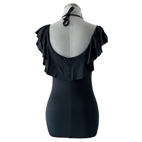 Sexy LA BLANCA One Piece Black Bathing Suit Rushed Swimsuit for Women - Picture 6 of 7